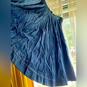 Midi Pleated Denim Skirt, London Jean Premium Quality Denim, Size 8